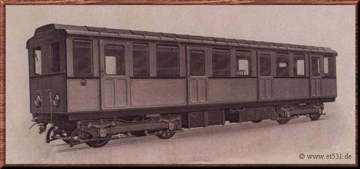 Probetriebwagen von 1916/17 f&uuml;r die A.E.G.-Schnellbahn A.G. Berlin von: van der Zypen & Charlier - Sammlung: W. K&auml;mmerer